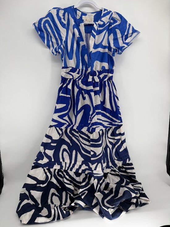 Anthropologie Dresses & Skirts - Anthropologie Blue & White Abstract Maxi Dress with Size L